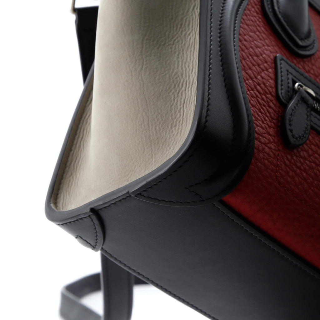 Tricolor Luggage Bag Leather Nano