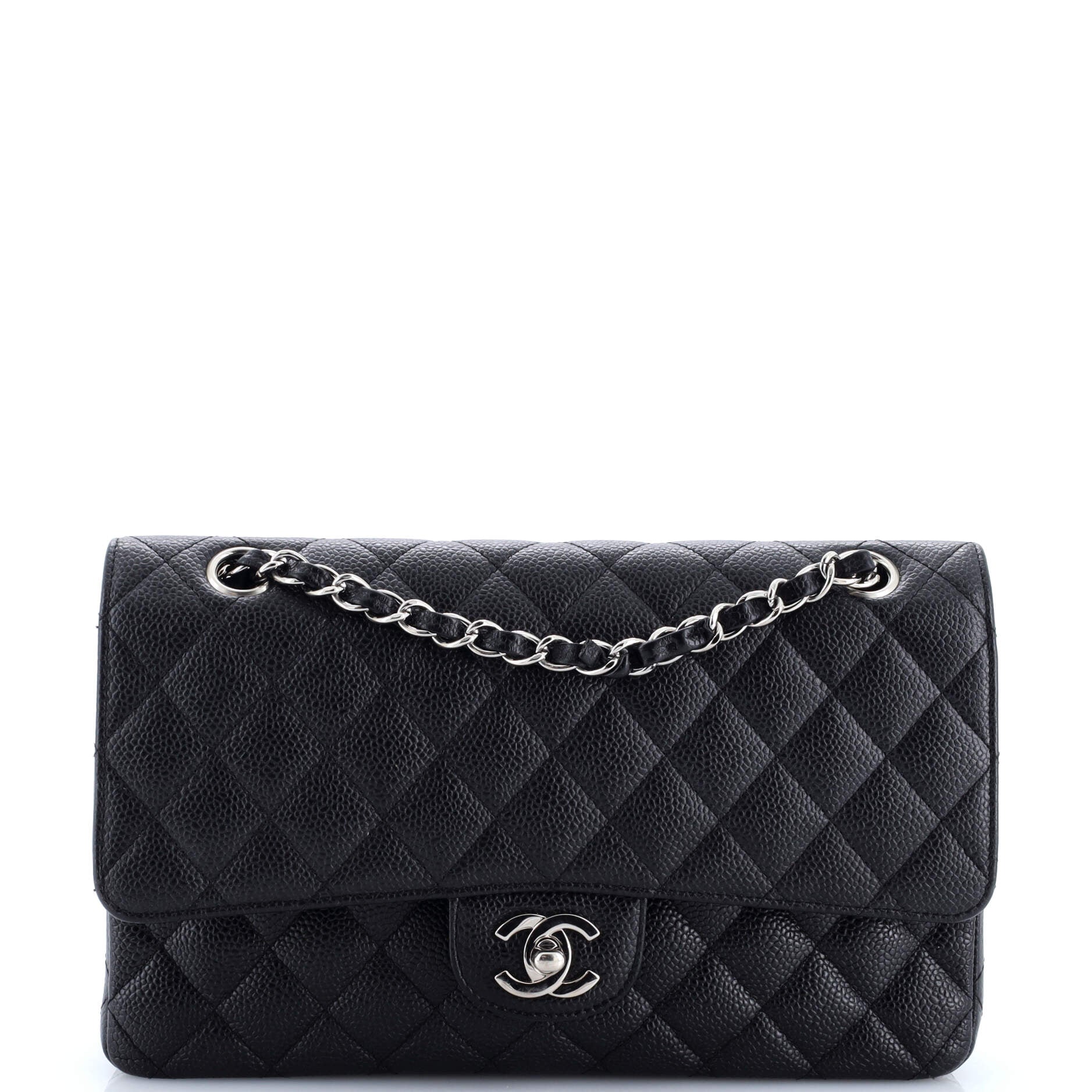 Classic Double Flap Bag Quilted Caviar Medium