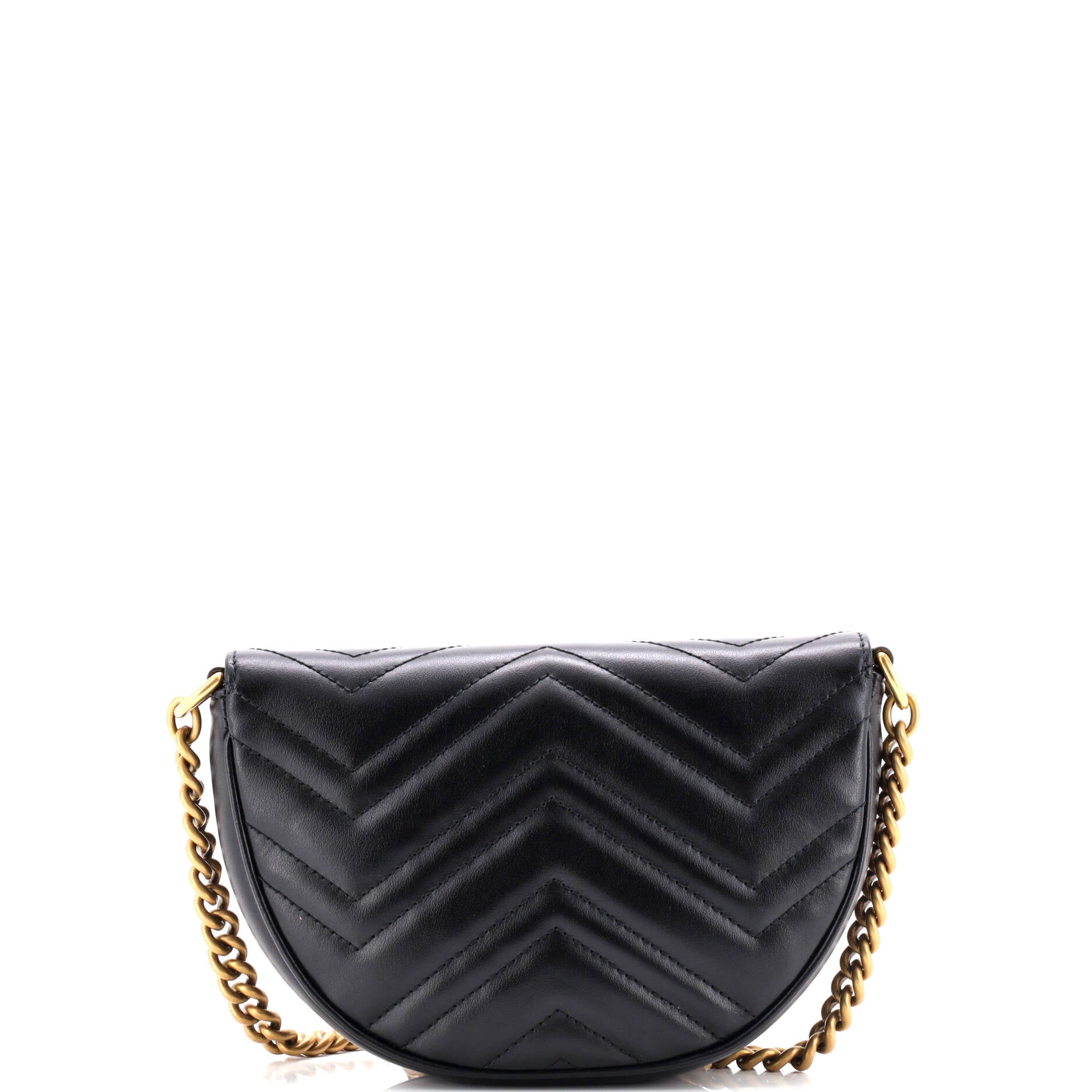 GG Marmont Half Moon Flap Crossbody Bag Matelasse Leather Mini