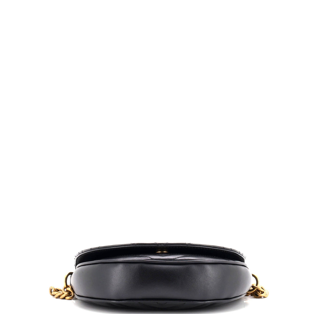 GG Marmont Half Moon Flap Crossbody Bag Matelasse Leather Mini