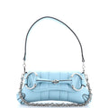 Horsebit Chain Shoulder Bag Vertical Quilted Leather Small