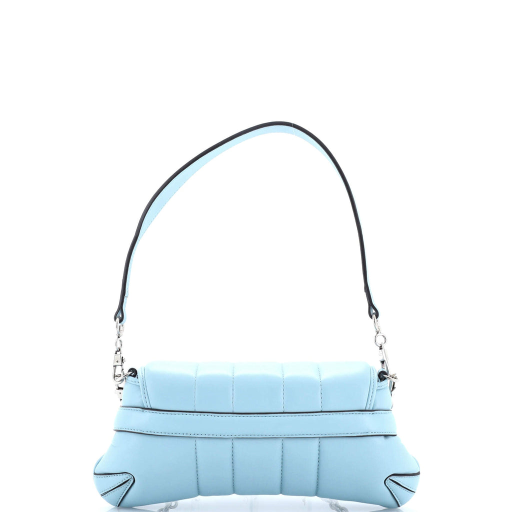 Horsebit Chain Shoulder Bag Vertical Quilted Leather Small