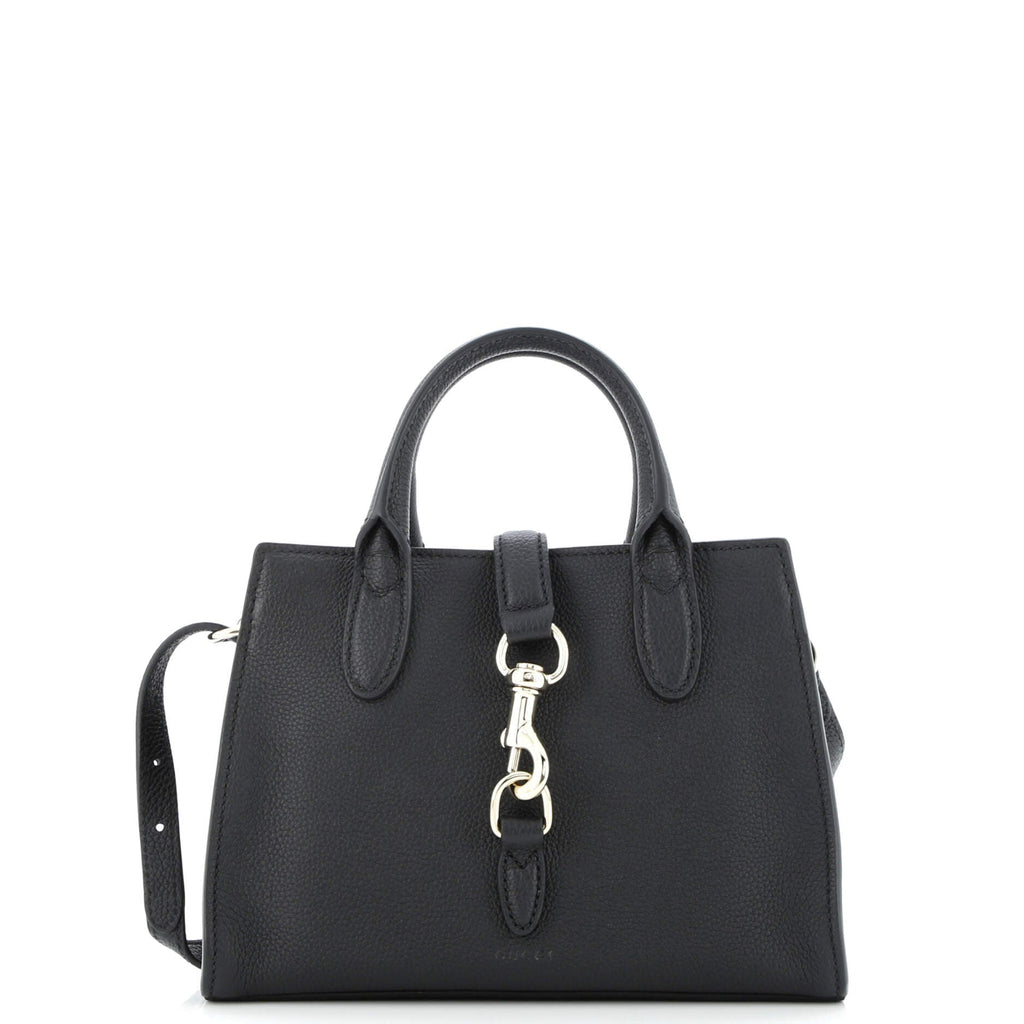 Top Handle Tote with Hook Closure Leather Small