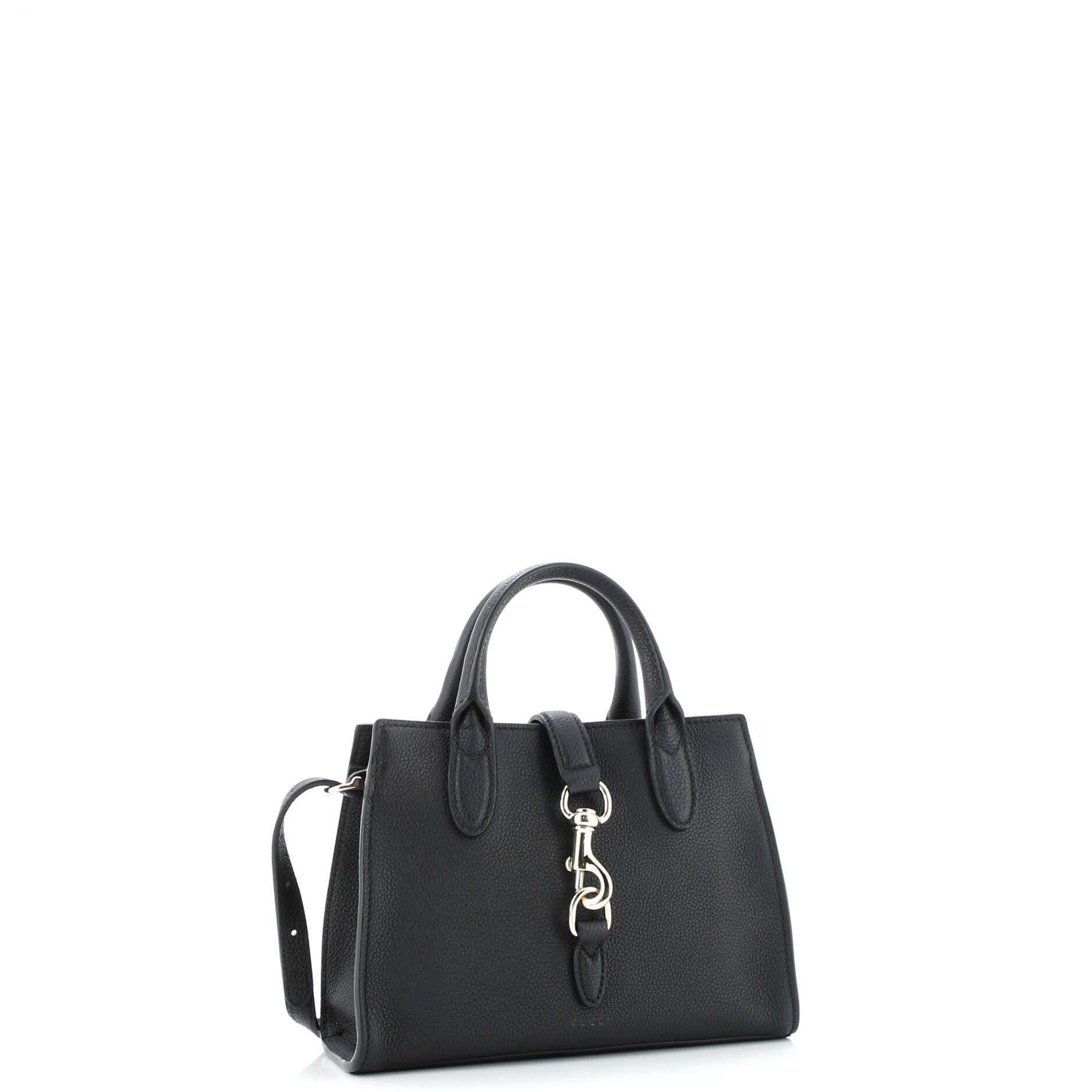 Top Handle Tote with Hook Closure Leather Small
