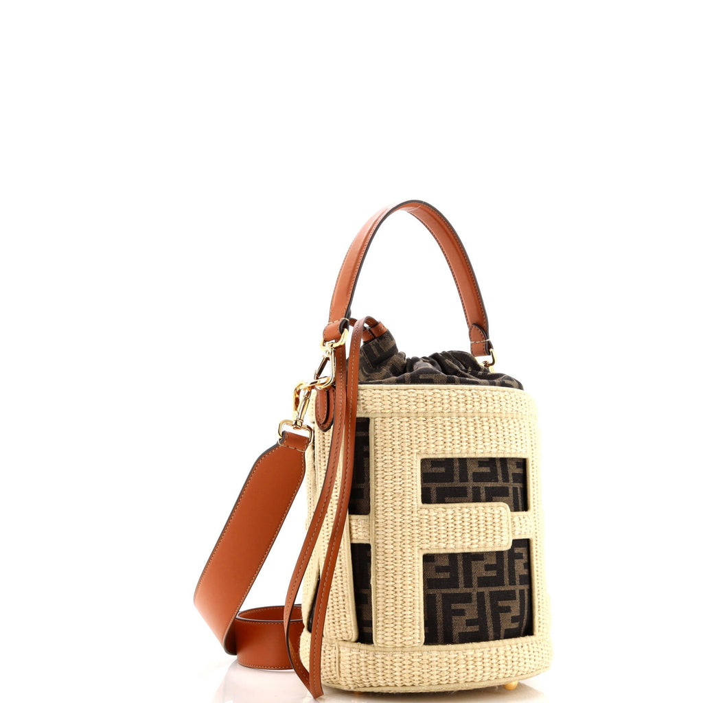 Step Out Bucket Bag Straw and Zucca Canvas Medium