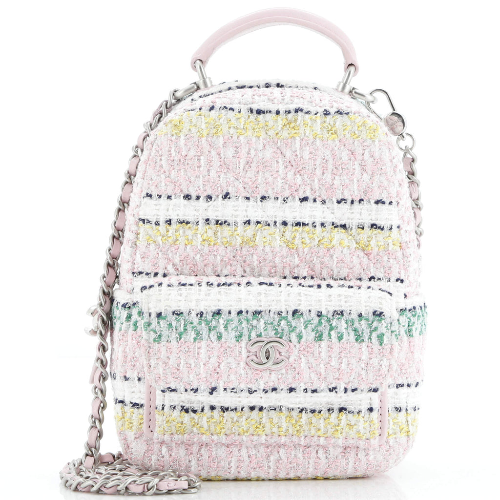 Classic CC Chain Pocket Backpack Quilted Tweed Mini