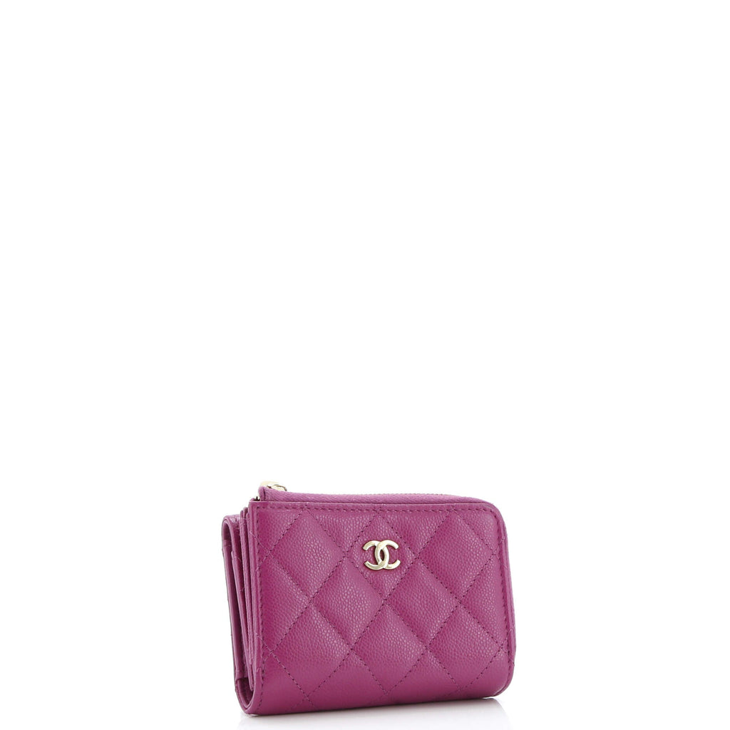 CC Zip Trifold Wallet Quilted Caviar Compact