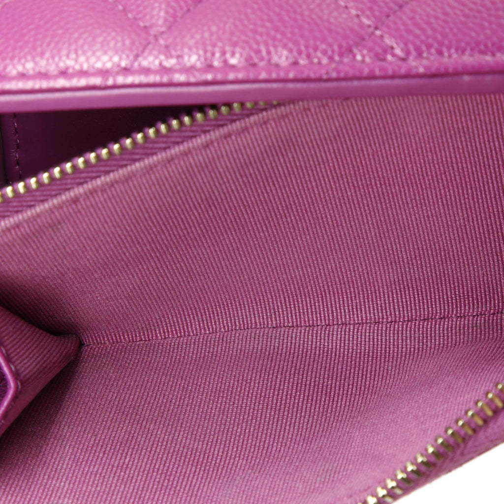 CC Zip Trifold Wallet Quilted Caviar Compact