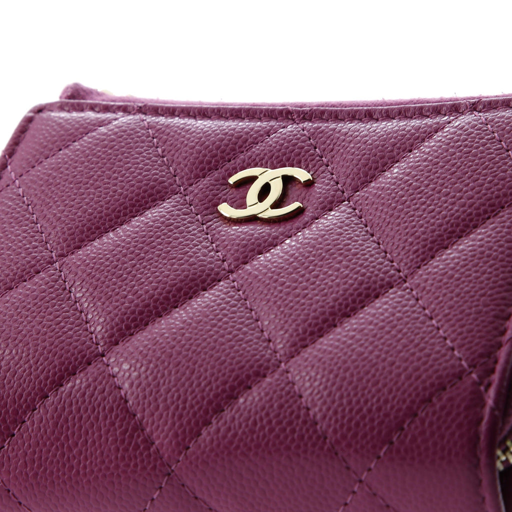 CC Zip Trifold Wallet Quilted Caviar Compact