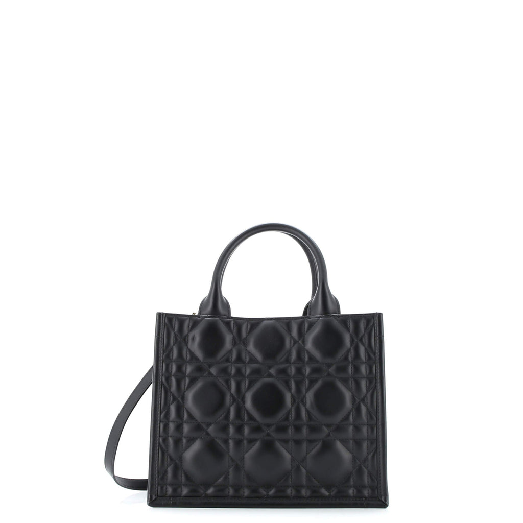 Book Tote with Strap Macrocannage Quilt Calfskin Small