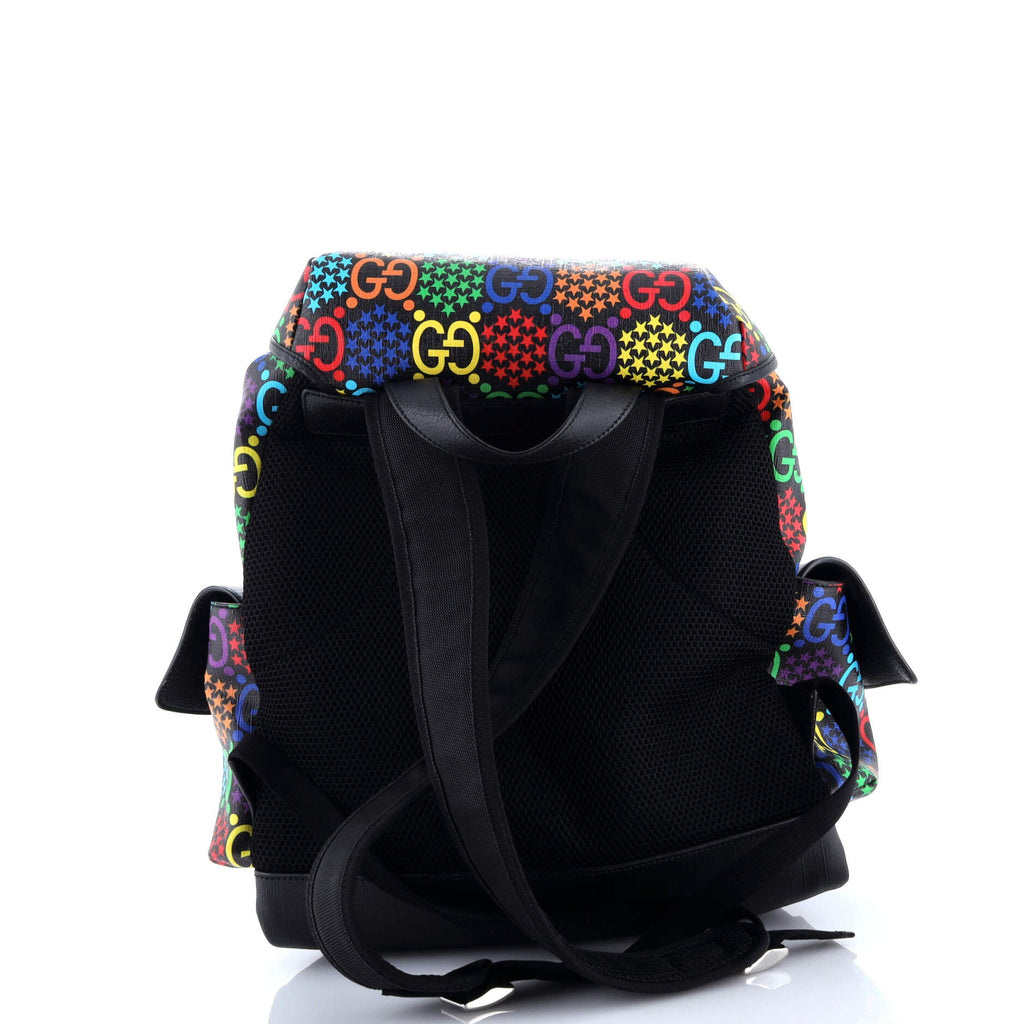 Double Pocket Belt Backpack Psychedelic Print GG Coated Canvas Medium