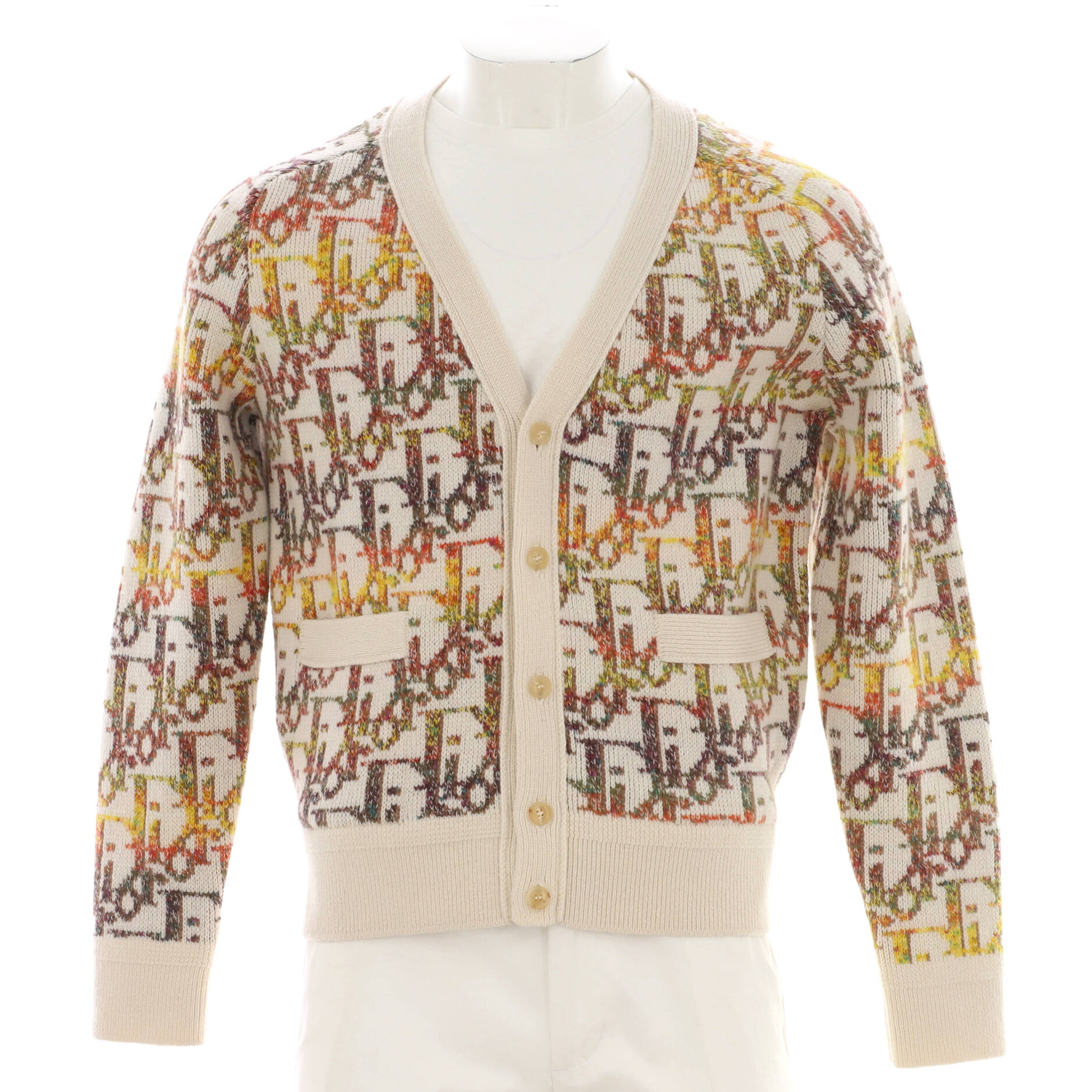 Men's V-Neck Button Up Cardigan Oblique Wool