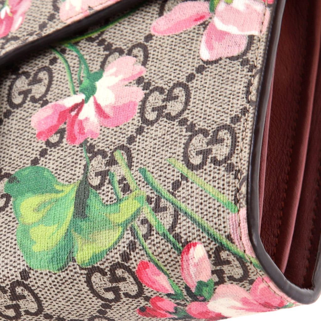 Dionysus Chain Wallet Blooms Print GG Coated Canvas Small