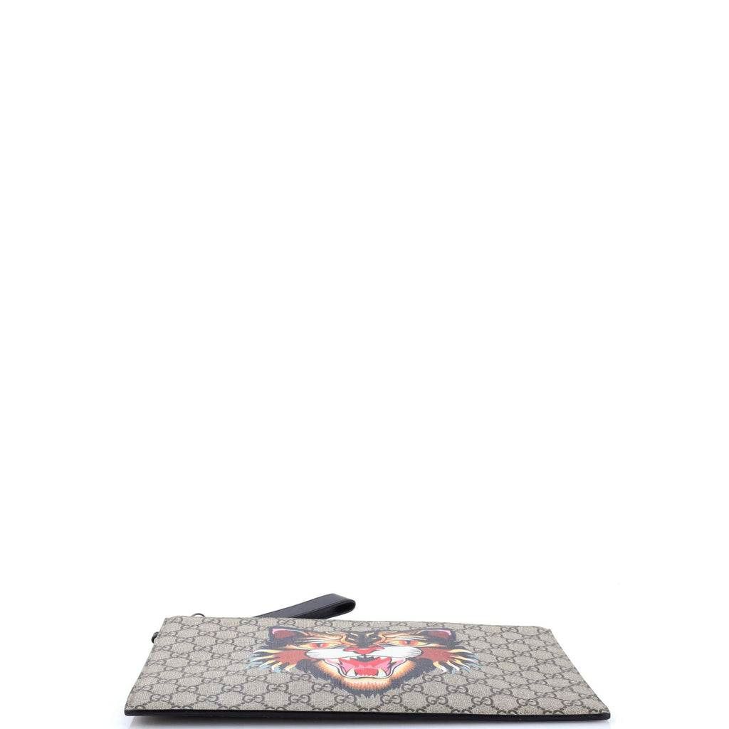 Zipped Pouch Angry Cat GG Coated Canvas Large