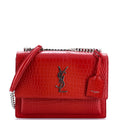 Sunset Crossbody Bag Crocodile Embossed Leather Medium