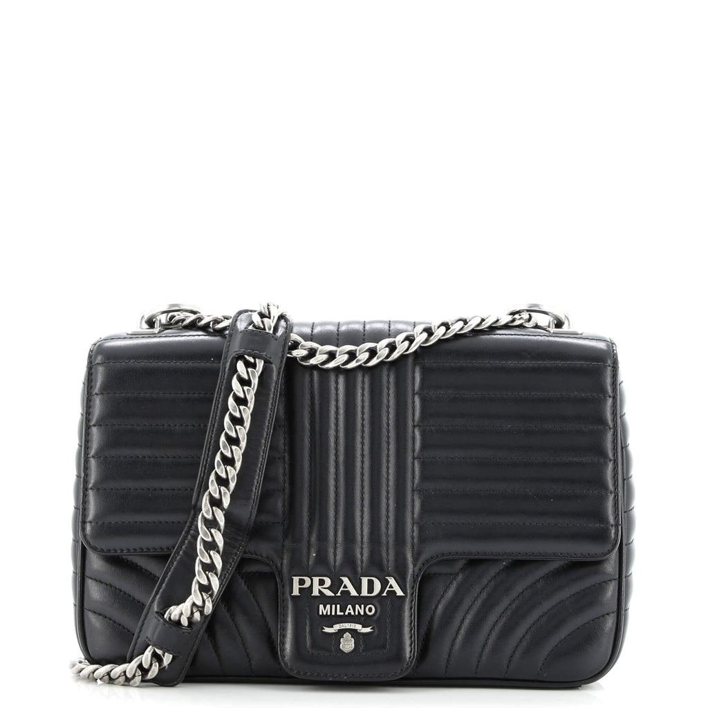 Chain Flap Shoulder Bag Diagramme Quilted Leather Large