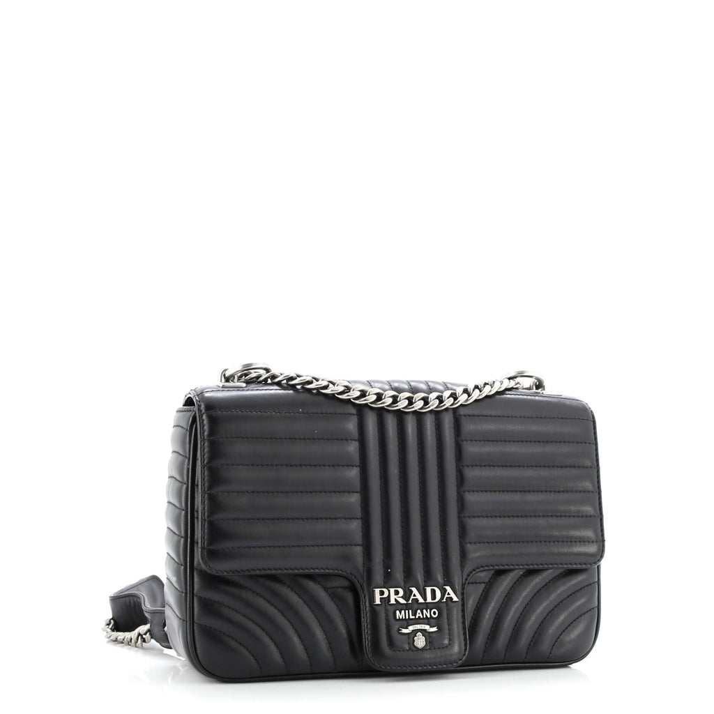 Chain Flap Shoulder Bag Diagramme Quilted Leather Large