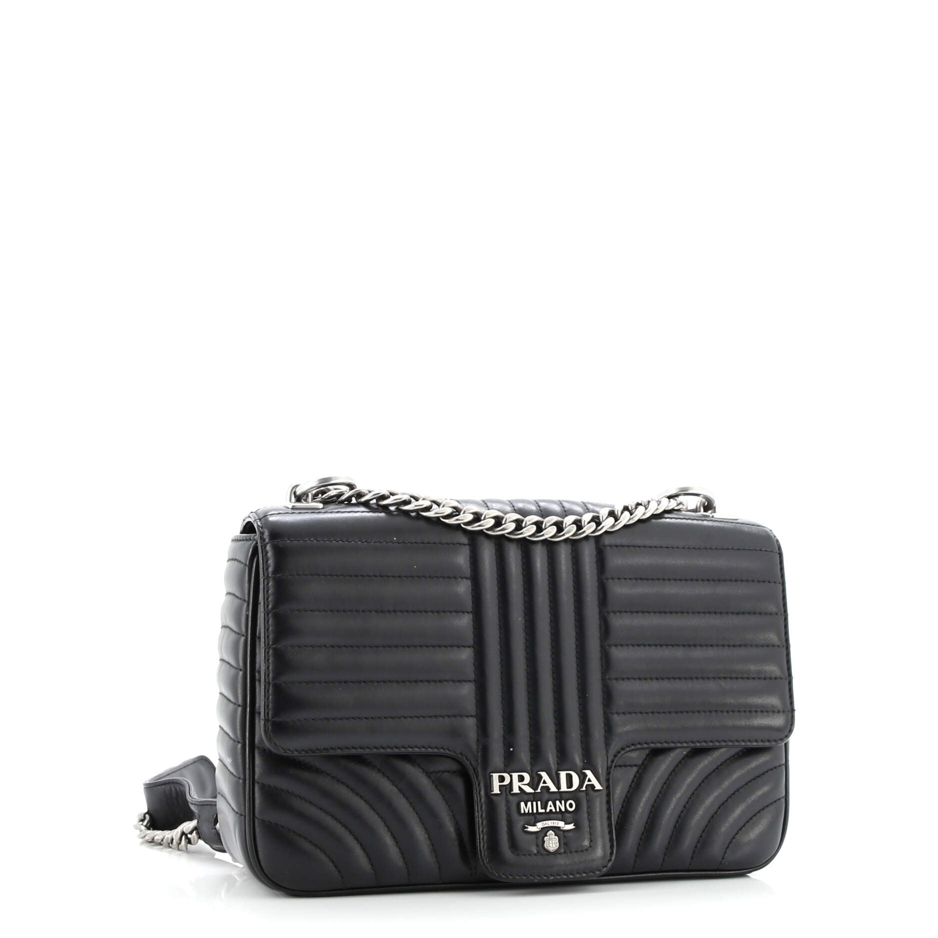 Chain Flap Shoulder Bag Diagramme Quilted Leather Large