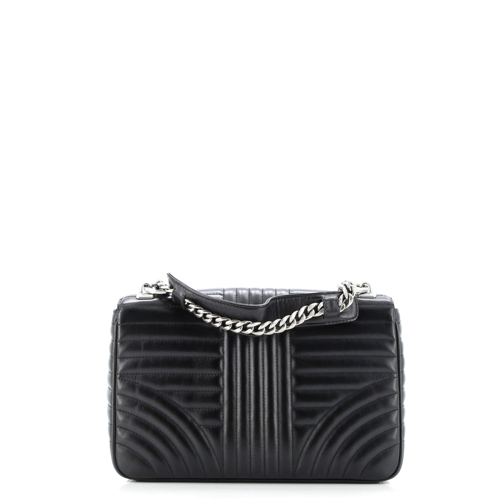 Chain Flap Shoulder Bag Diagramme Quilted Leather Large
