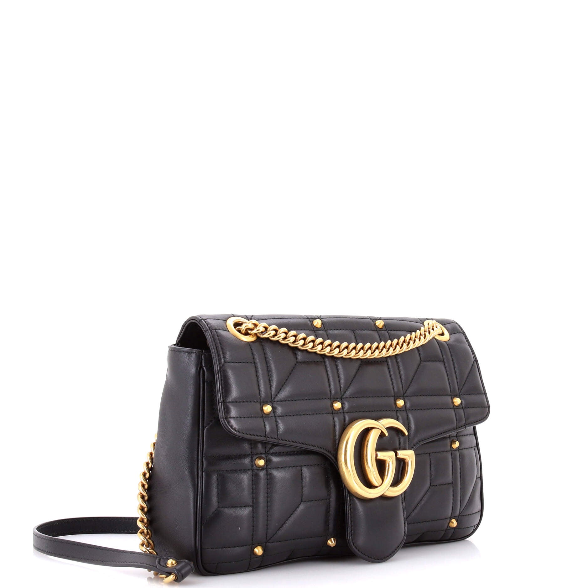 GG Marmont Flap Bag Studded Matelasse Leather Medium