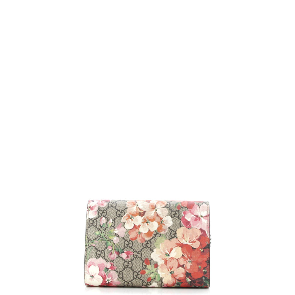 Dionysus Chain Wallet Blooms Print GG Coated Canvas Small