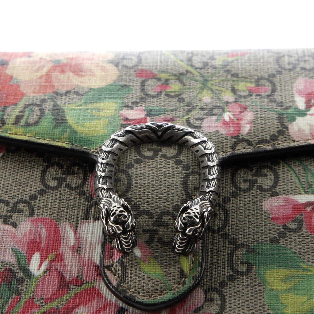 Dionysus Chain Wallet Blooms Print GG Coated Canvas Small