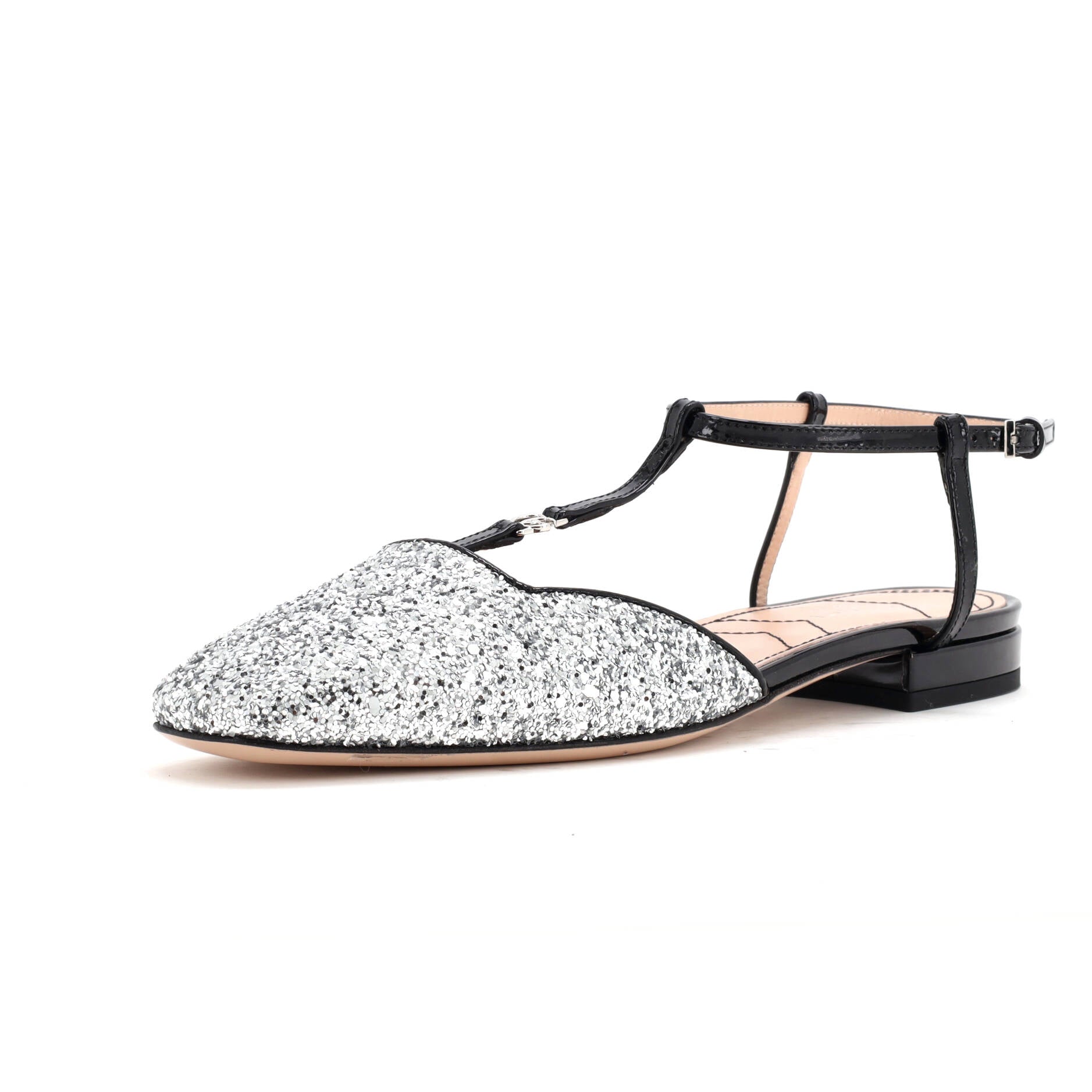 Women's GG Slingback Flats Glitter and Patent