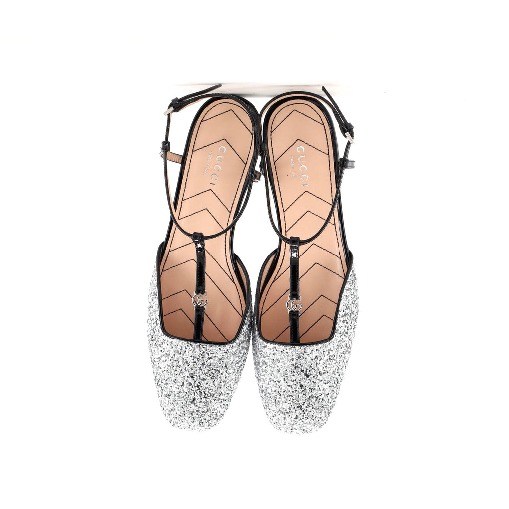 Women's GG Slingback Flats Glitter and Patent