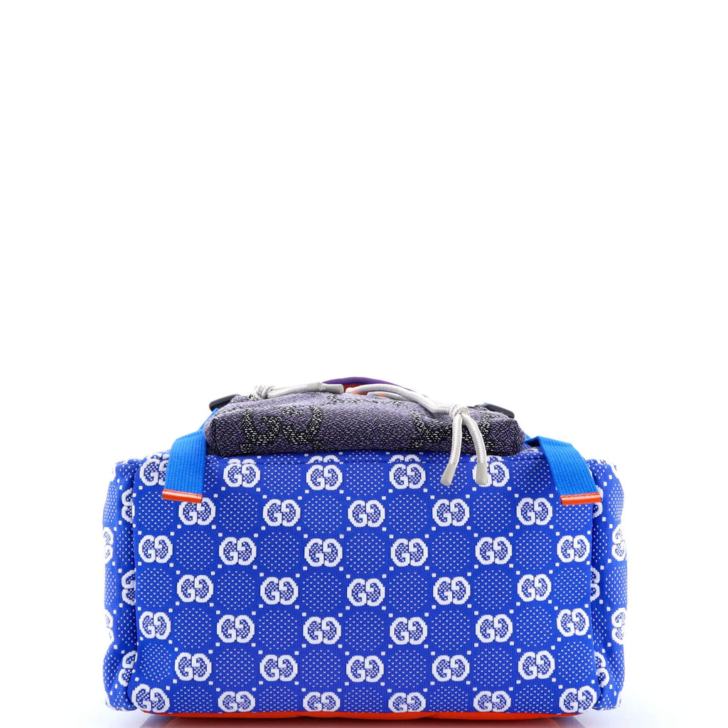Panelled Double Buckle Backpack GG Jacquard Nylon and Rubber Large