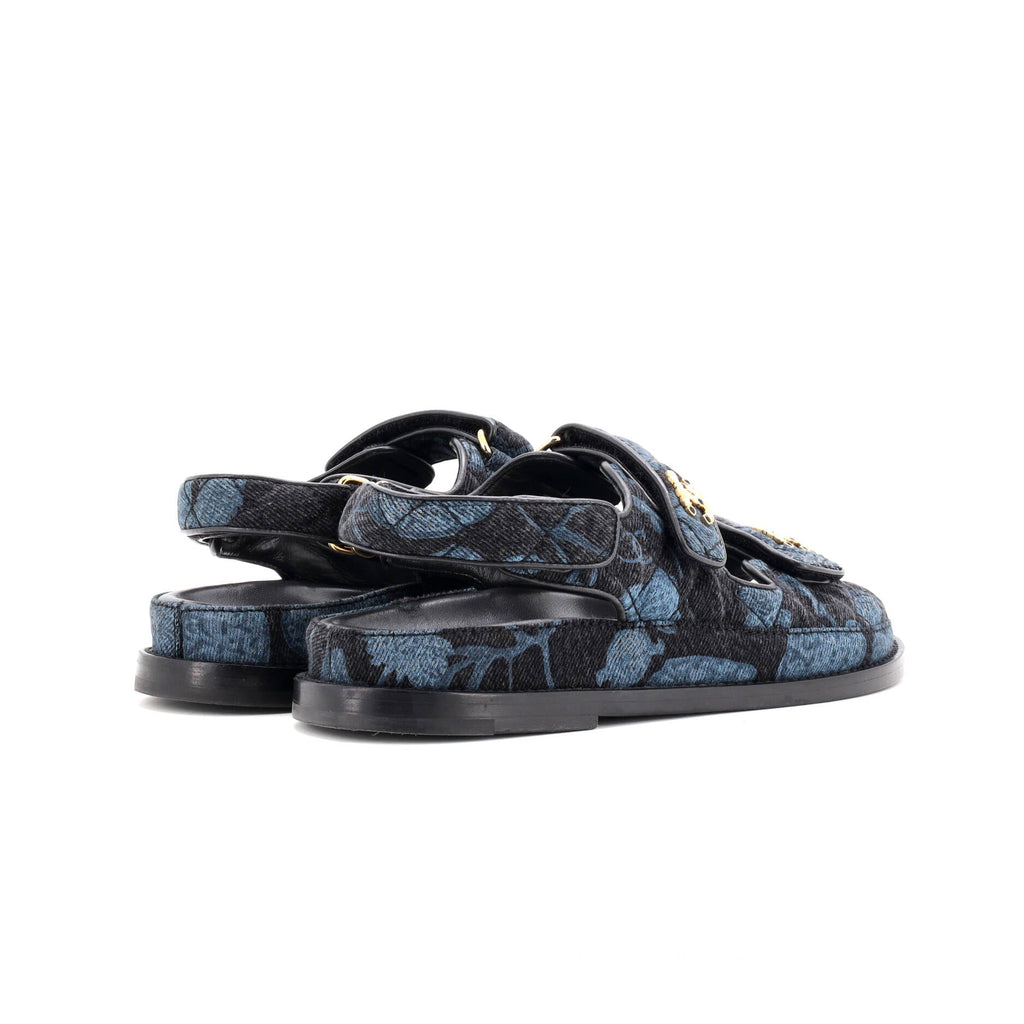 Women's Velcro Dad Sandals Quilted Printed Denim