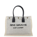 Rive Gauche Shopper Tote Striped Canvas Small