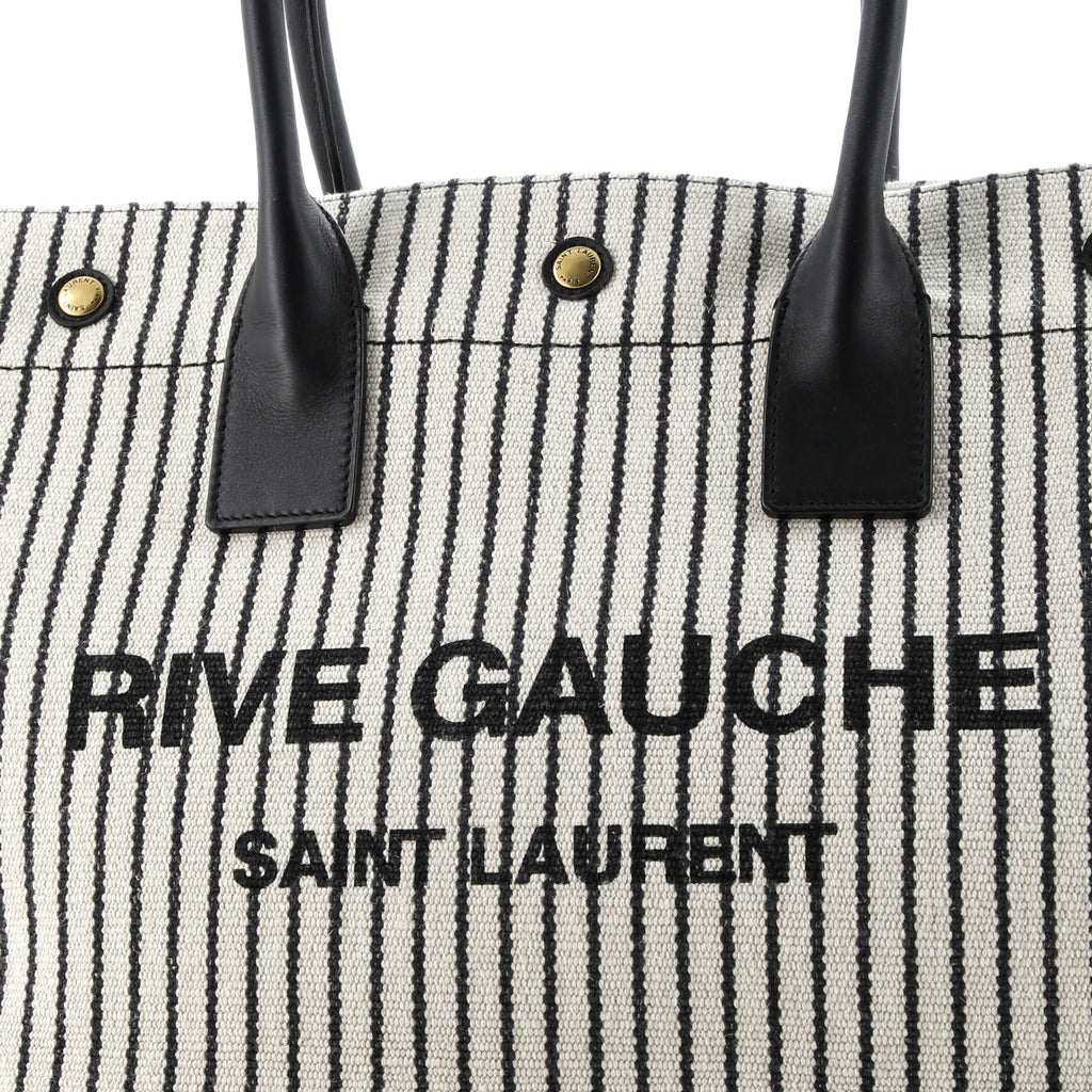 Rive Gauche Shopper Tote Striped Canvas Small