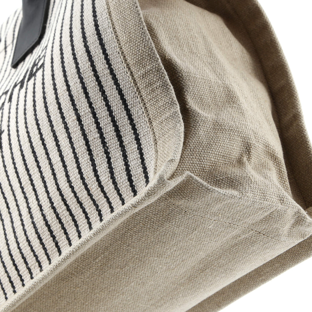 Rive Gauche Shopper Tote Striped Canvas Small