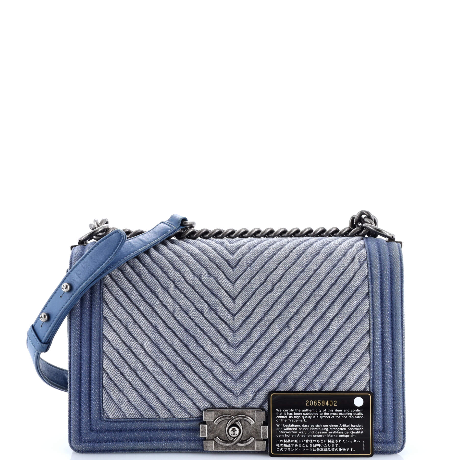 Boy Flap Bag Chevron Denim New Medium