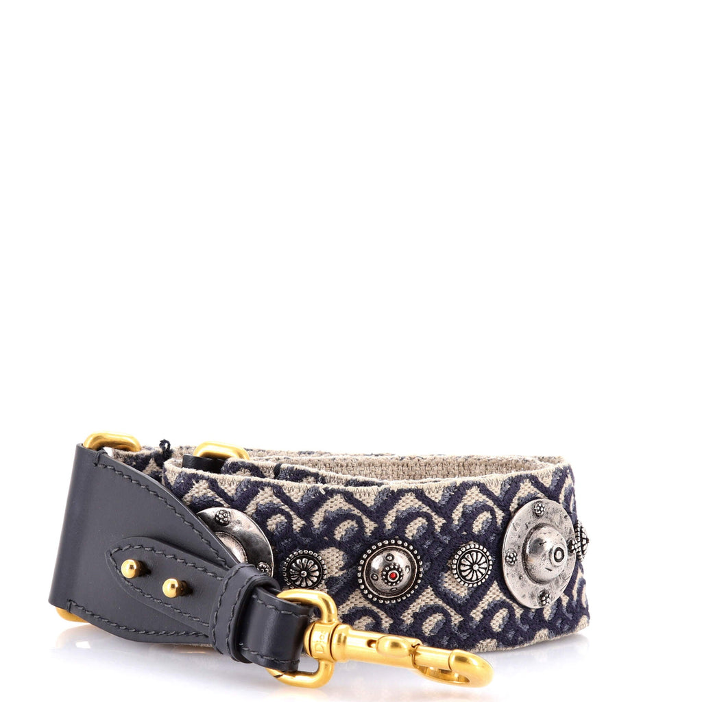 Shoulder Strap Embellished Oblique Canvas