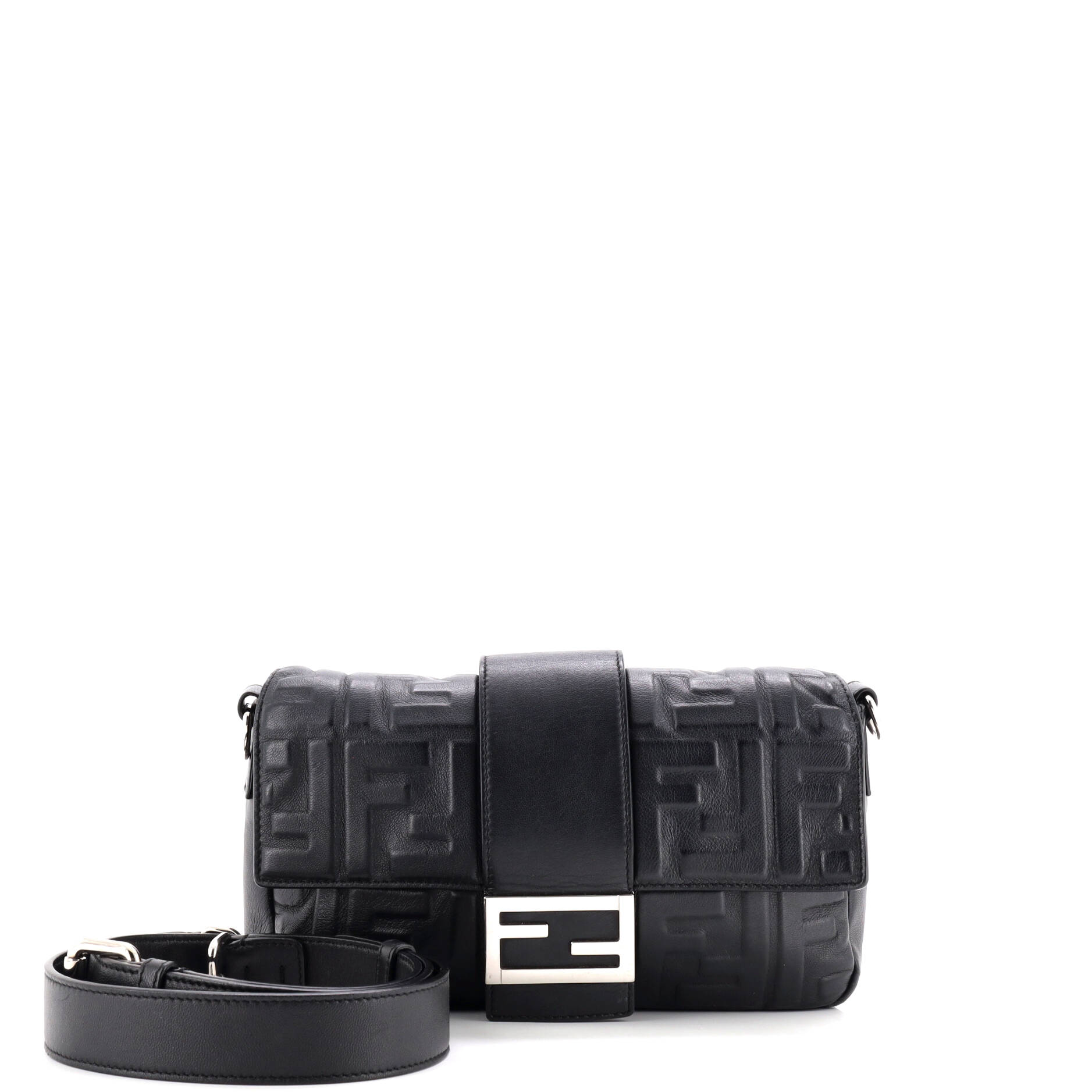 Baguette Convertible Belt Bag Zucca Embossed Leather Medium