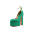 Women's Tan-Go Platform Pumps Crystal Embellished Suede 155