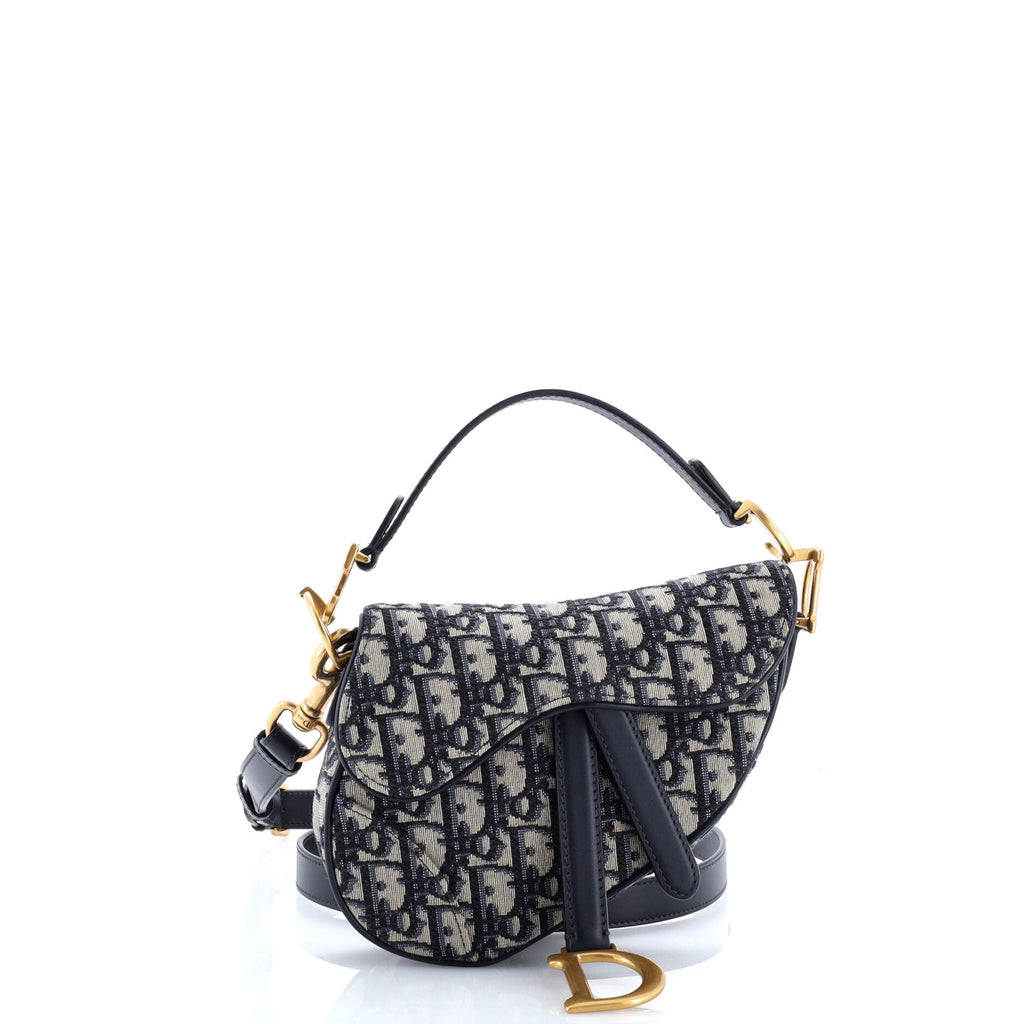Saddle Handbag with Strap Oblique Canvas Mini