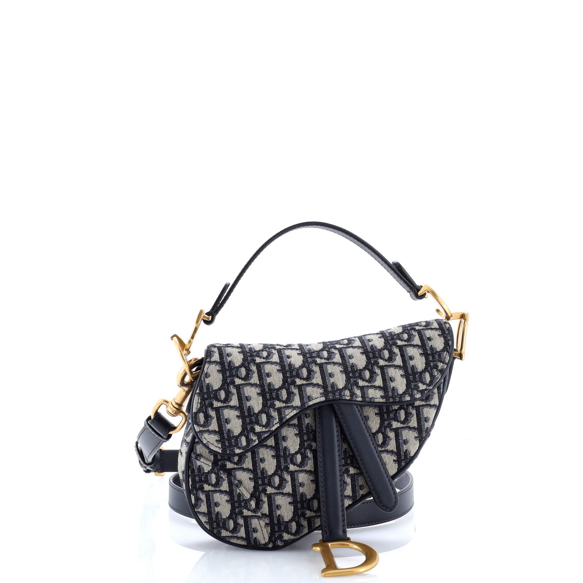 Saddle Handbag with Strap Oblique Canvas Mini