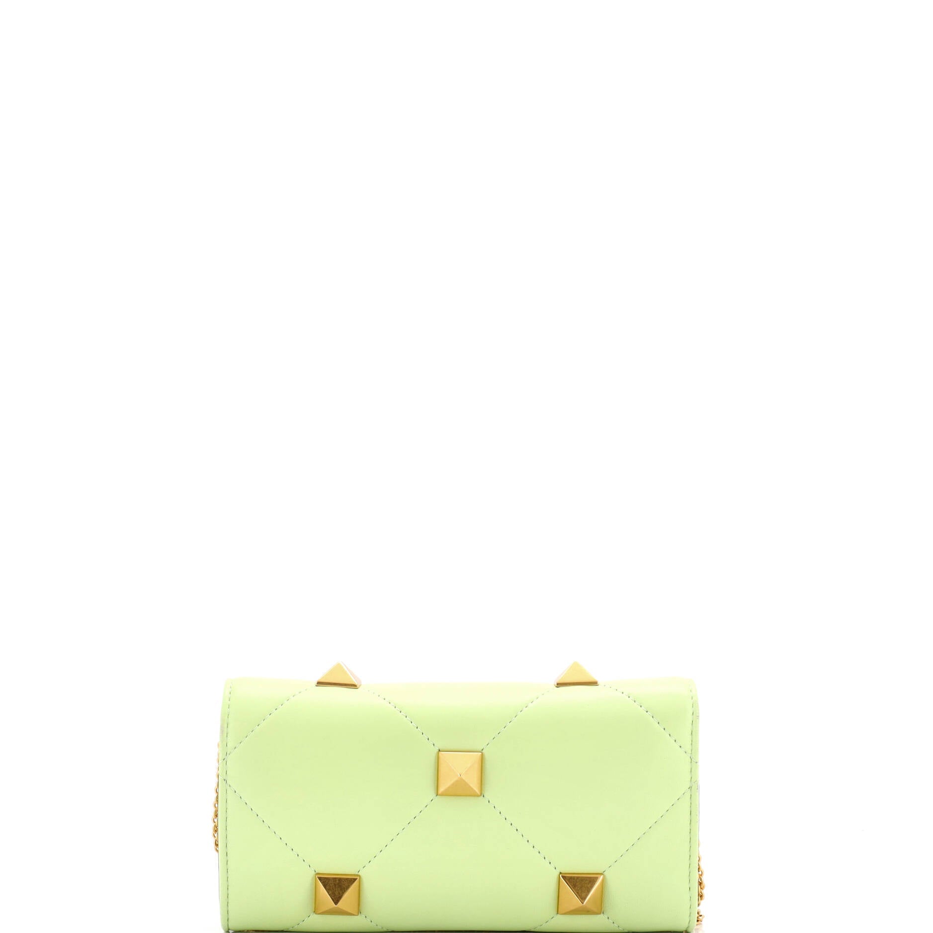 Roman Stud Wallet on Chain Quilted Leather