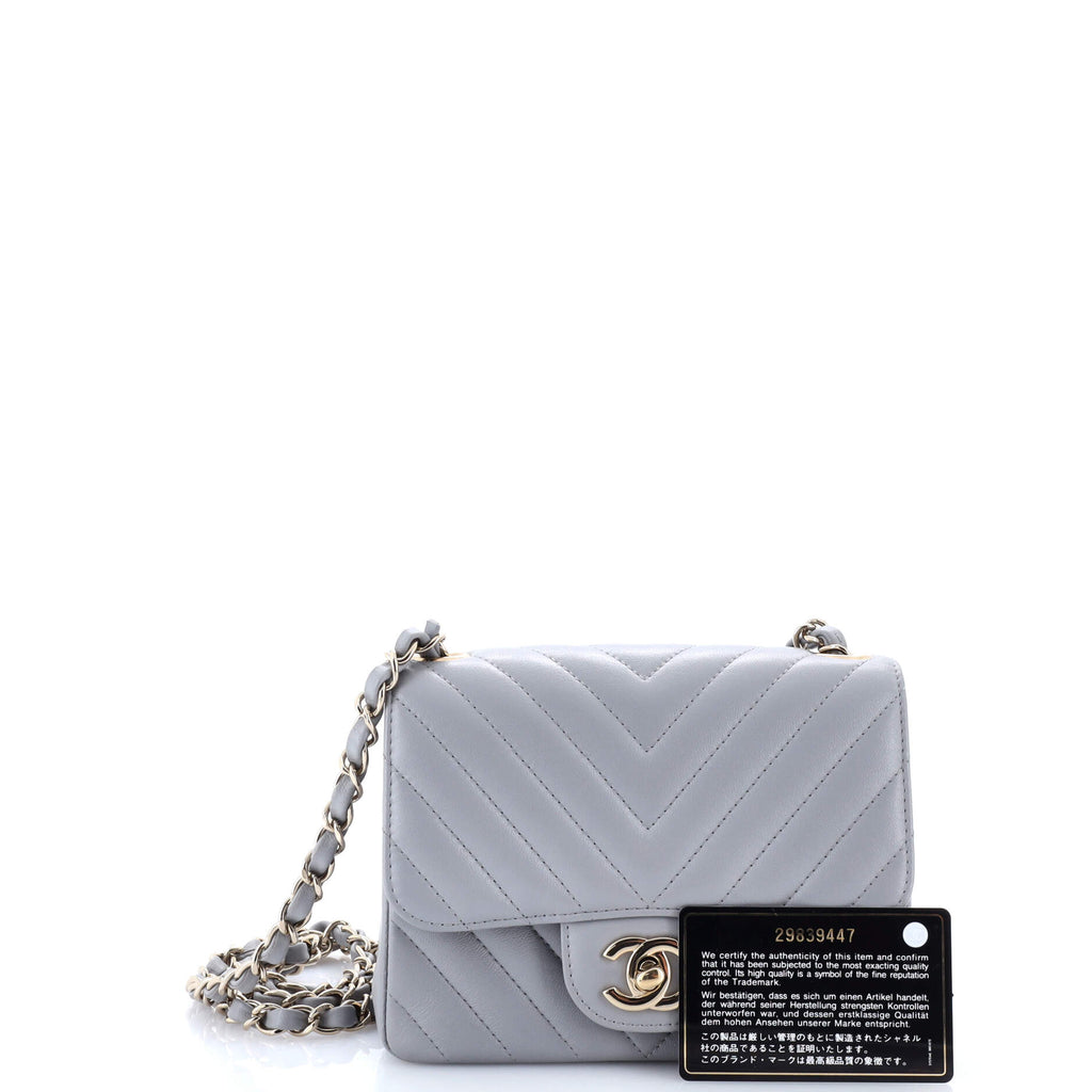 Square Classic Single Flap Bag Chevron Lambskin Mini