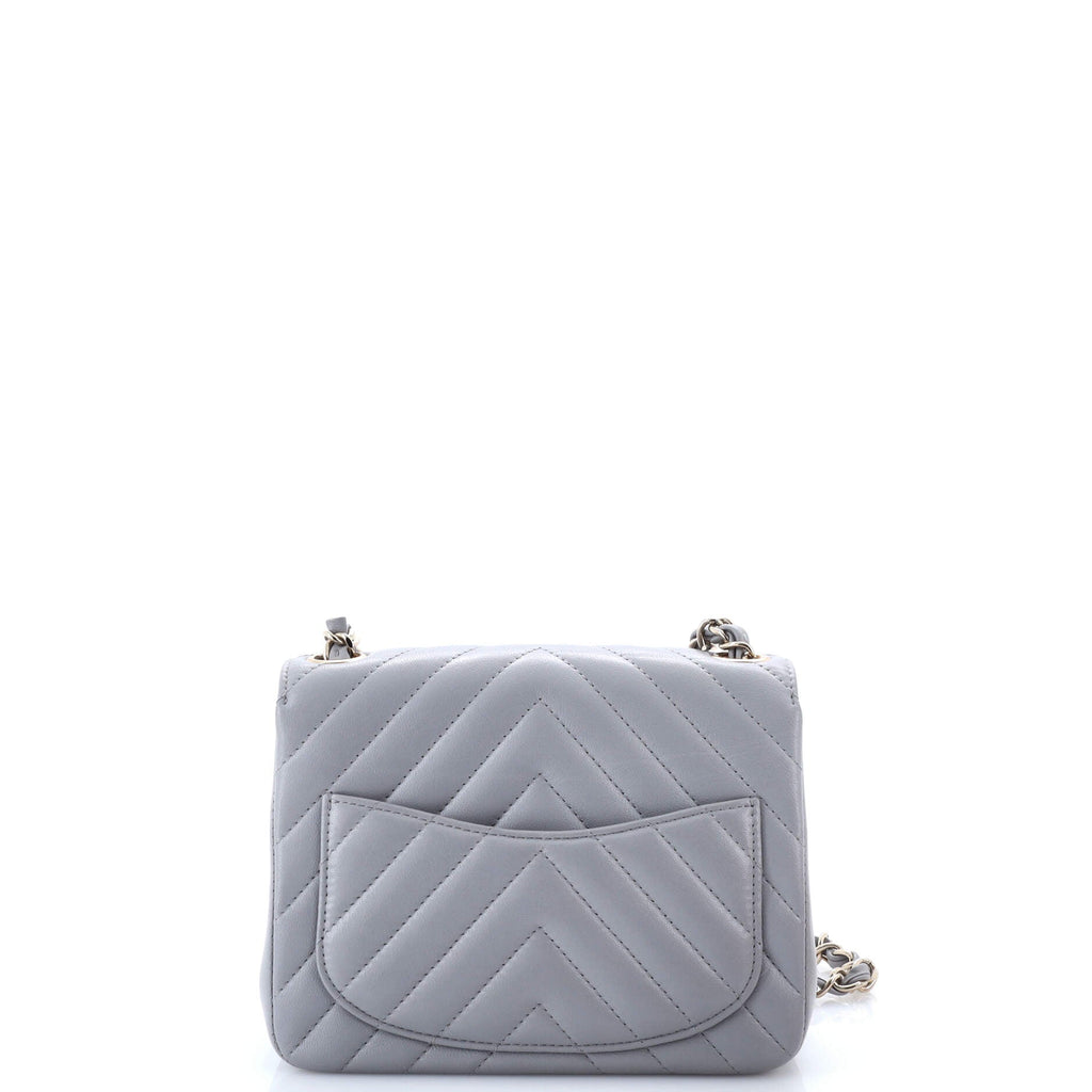 Square Classic Single Flap Bag Chevron Lambskin Mini