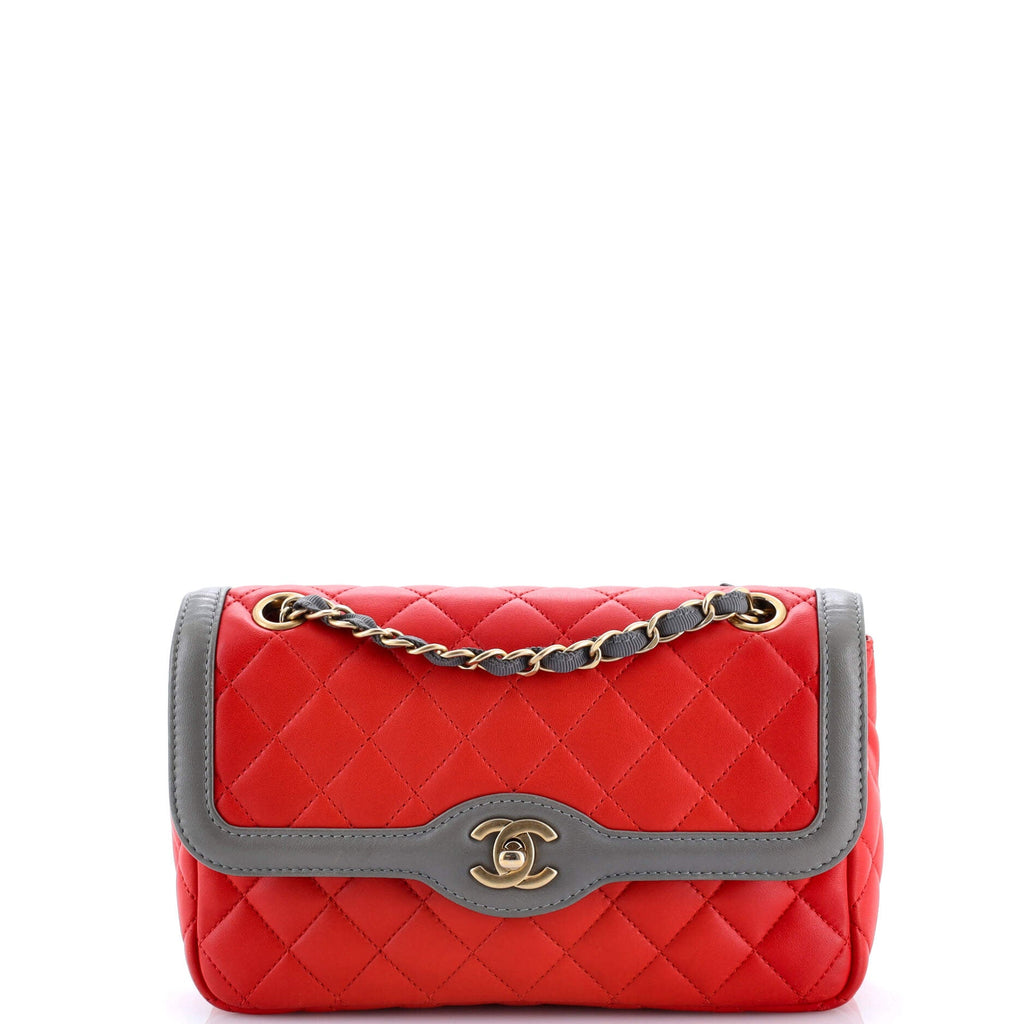 Two Tone Flap Bag Quilted Lambskin Small