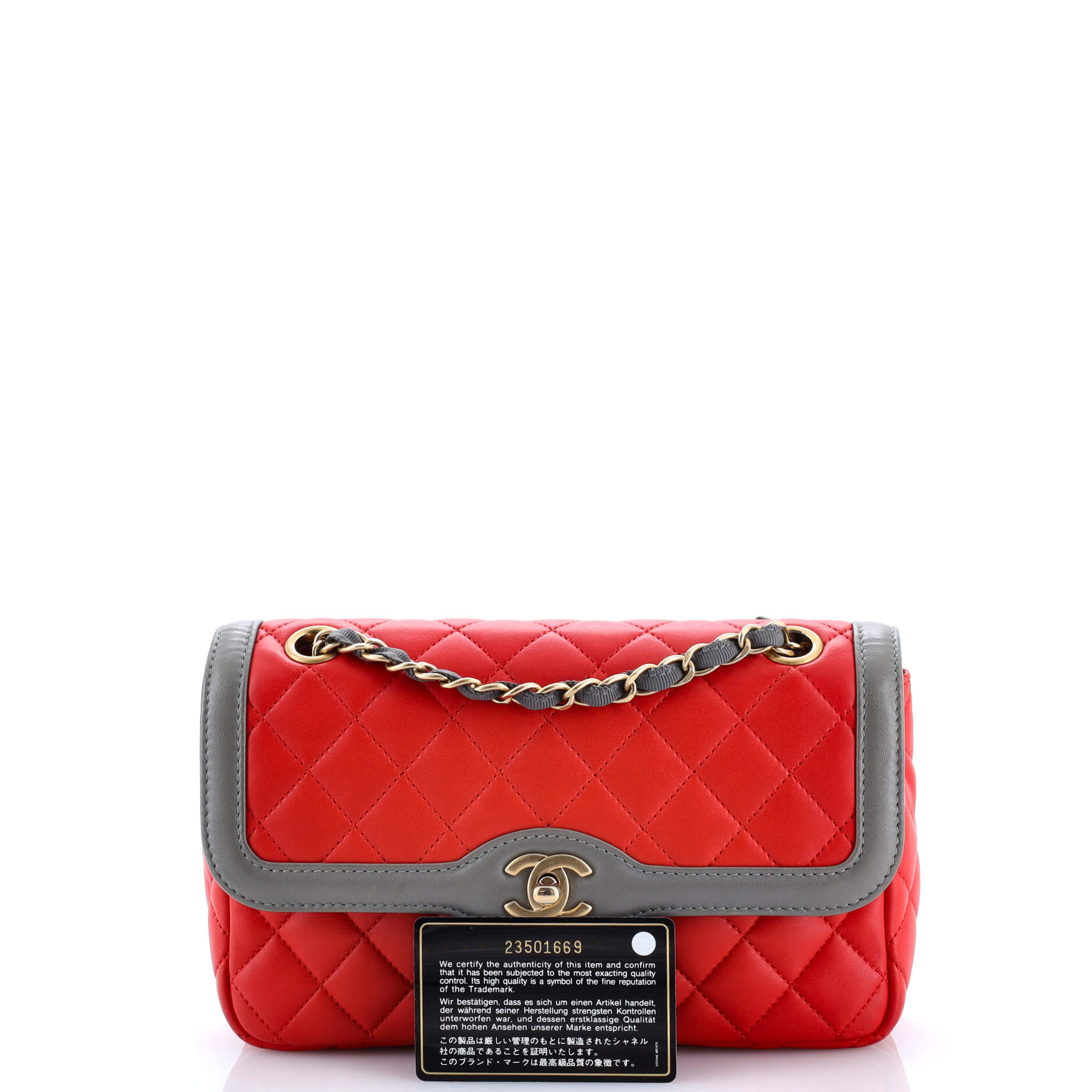 Two Tone Flap Bag Quilted Lambskin Small
