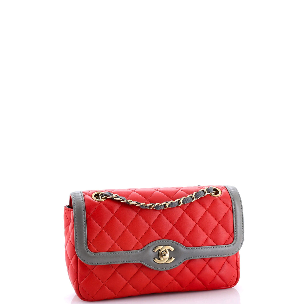 Two Tone Flap Bag Quilted Lambskin Small