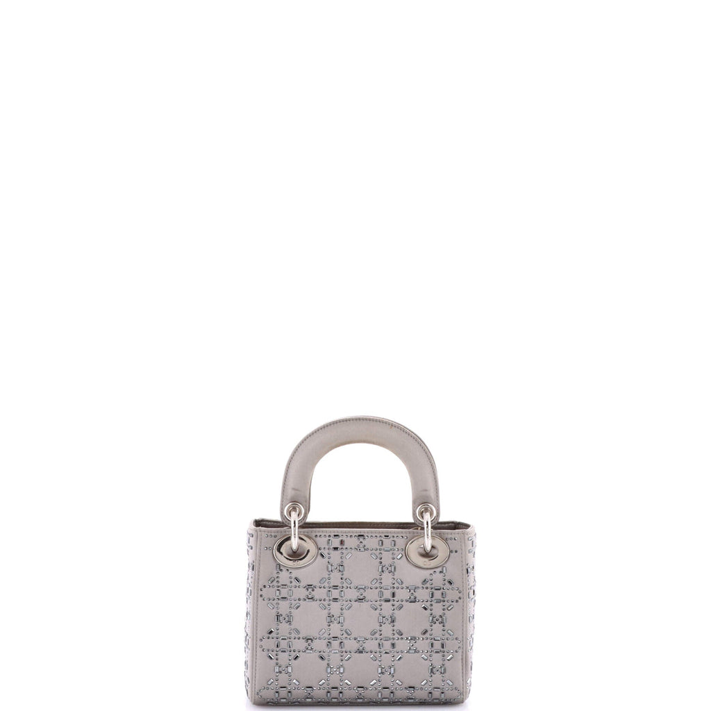 Lady Dior Bag Crystal Embellished Cannage Quilt Satin Mini