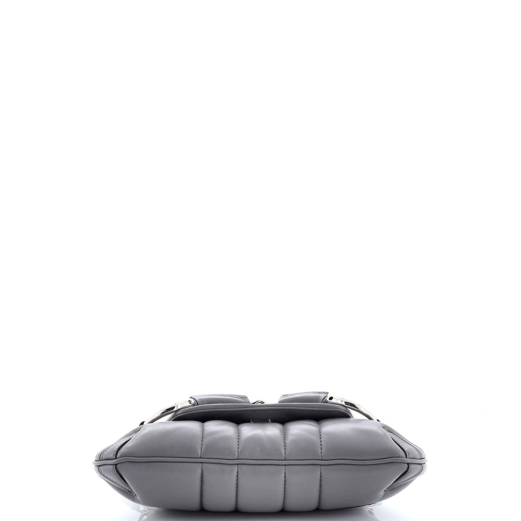 Horsebit Chain Shoulder Bag Vertical Quilted Leather Small