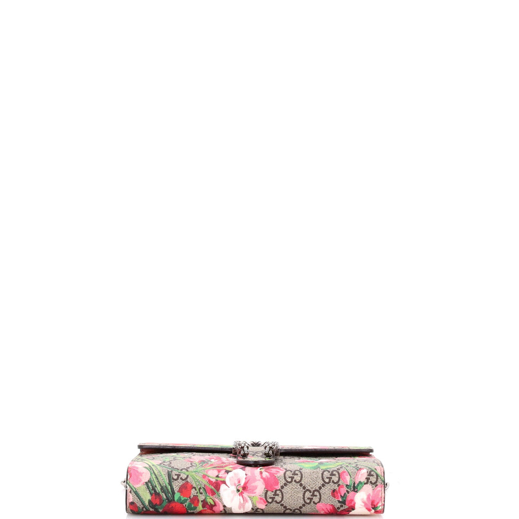 Dionysus Chain Wallet Blooms Print GG Coated Canvas Small
