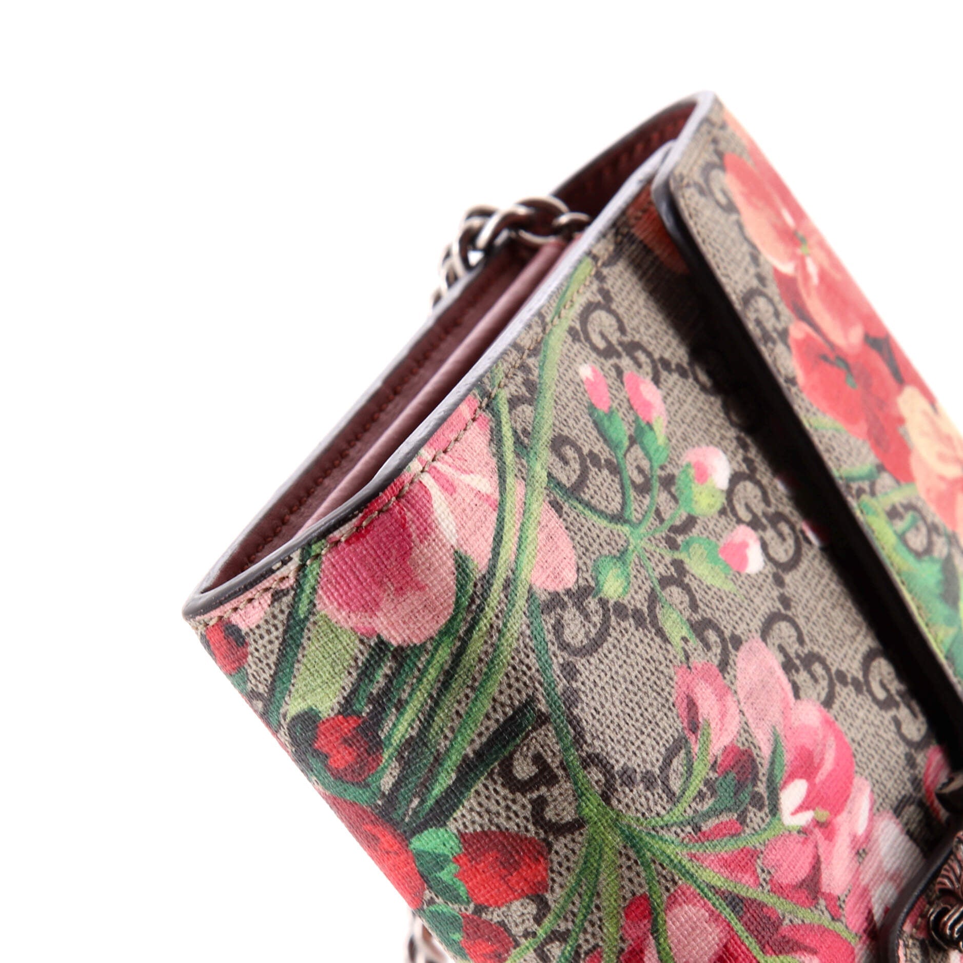 Dionysus Chain Wallet Blooms Print GG Coated Canvas Small