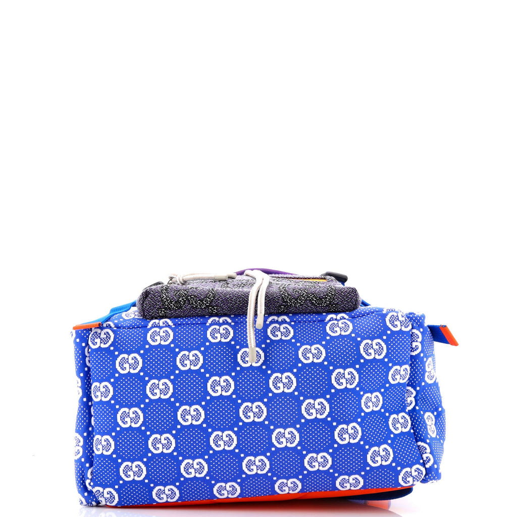 Panelled Double Buckle Backpack GG Jacquard Nylon and Rubber Large
